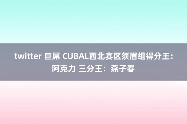 twitter 巨屌 CUBAL西北赛区须眉组得分王：阿克力 三分王：燕子春